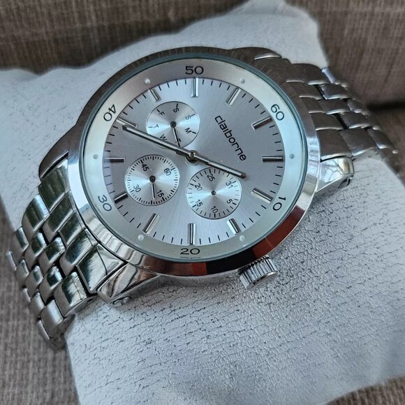 Liz Claiborne Men Wristwatch Silver Tone Multi Functional Analog Watch Read desc - Picture 2 of 12